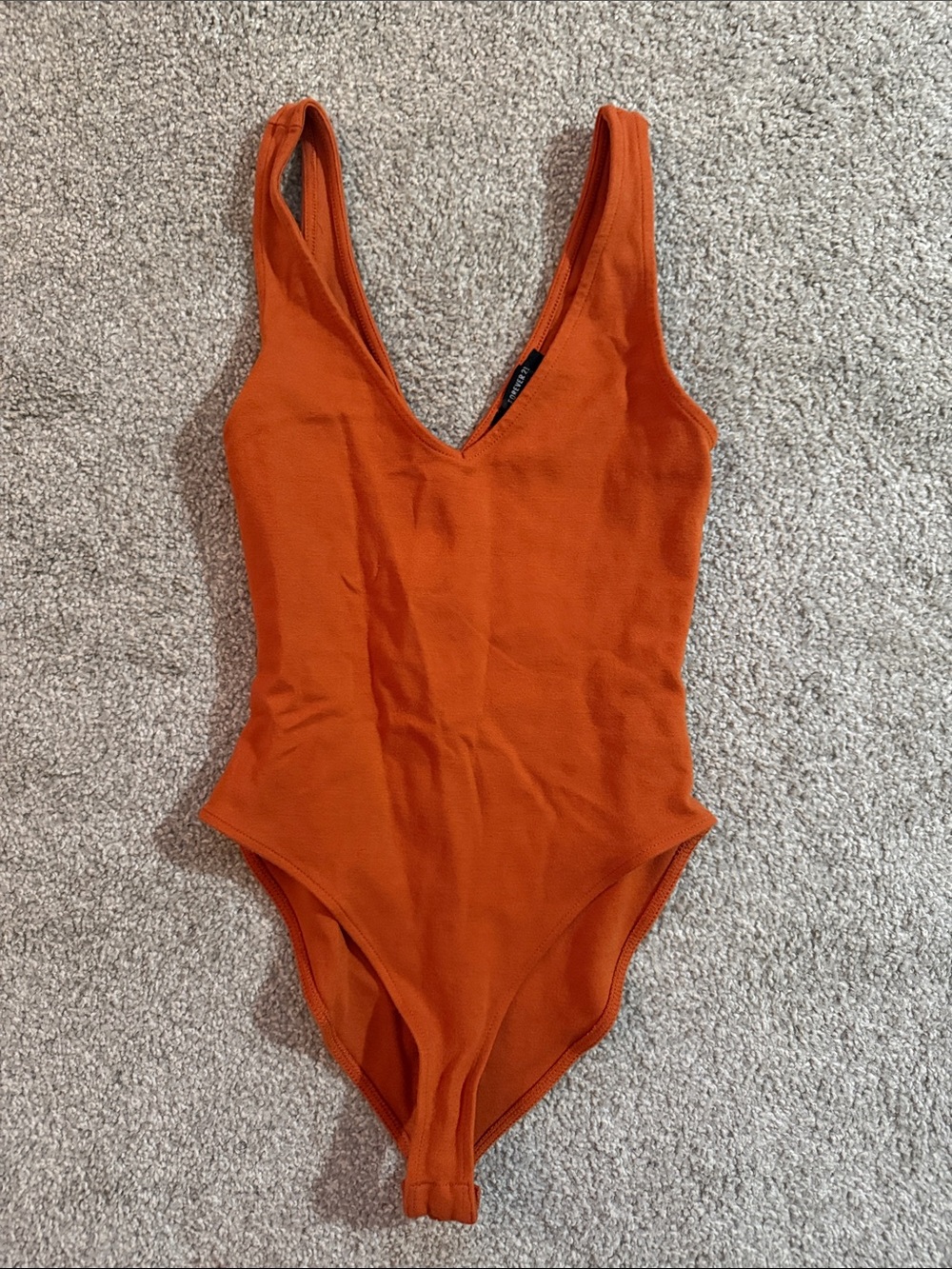 Orange V-Neck One Piece Bodysuit